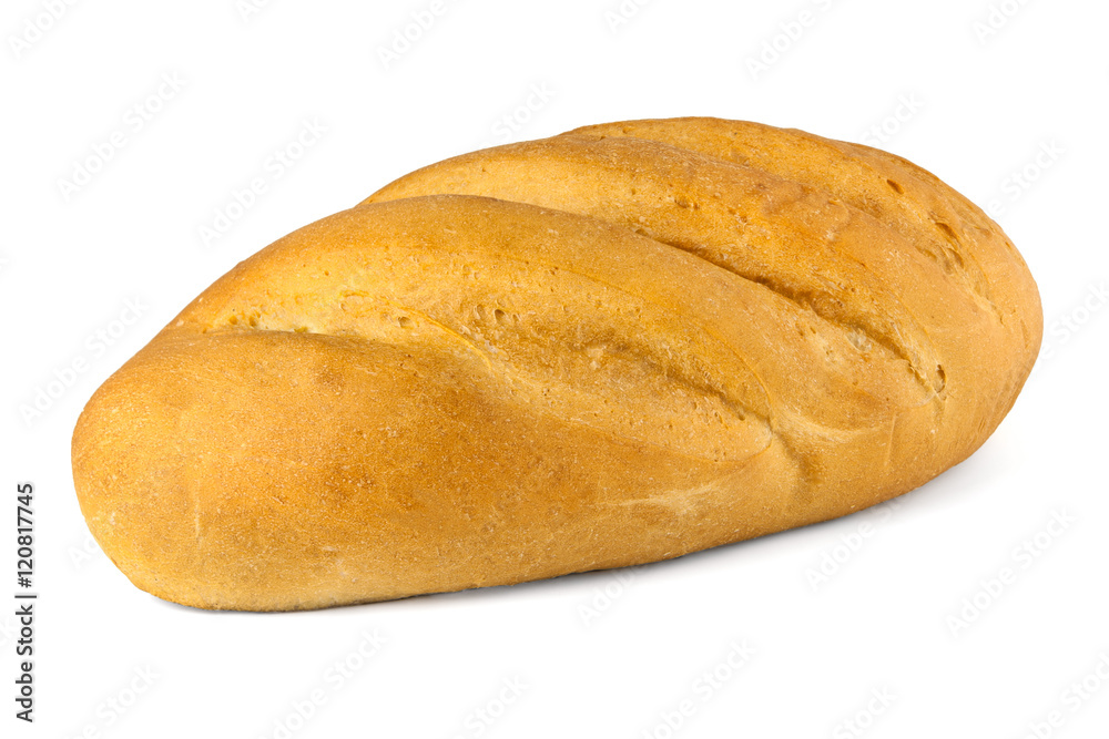 fresh bread loaf isolated on white background