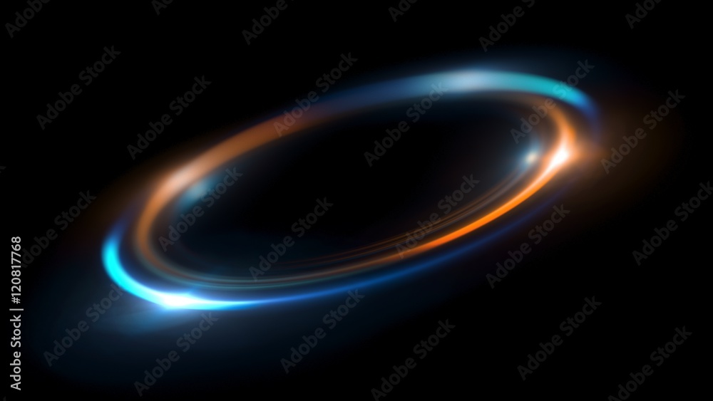 Circular lens flare. Abstract rotational galaxy. Beautiful ellipse border. Luxury shining hole. 
Rotational lines. Power energy element. Space for message. Abstract ring background.