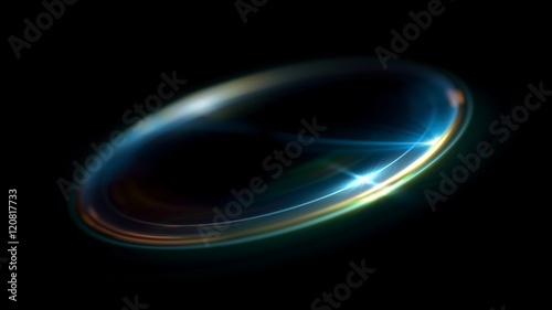 Circular lens flare. Abstract rotational galaxy. Beautiful ellipse border. Luxury shining hole. 
Rotational lines. Power energy element. Space for message. Abstract ring background. photo