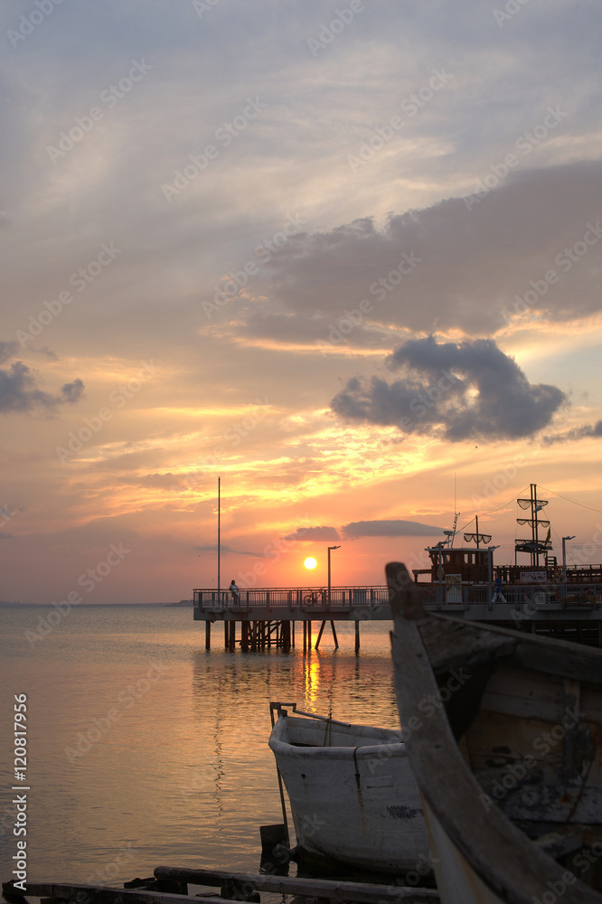 Sunset in Bulgarian fishing town