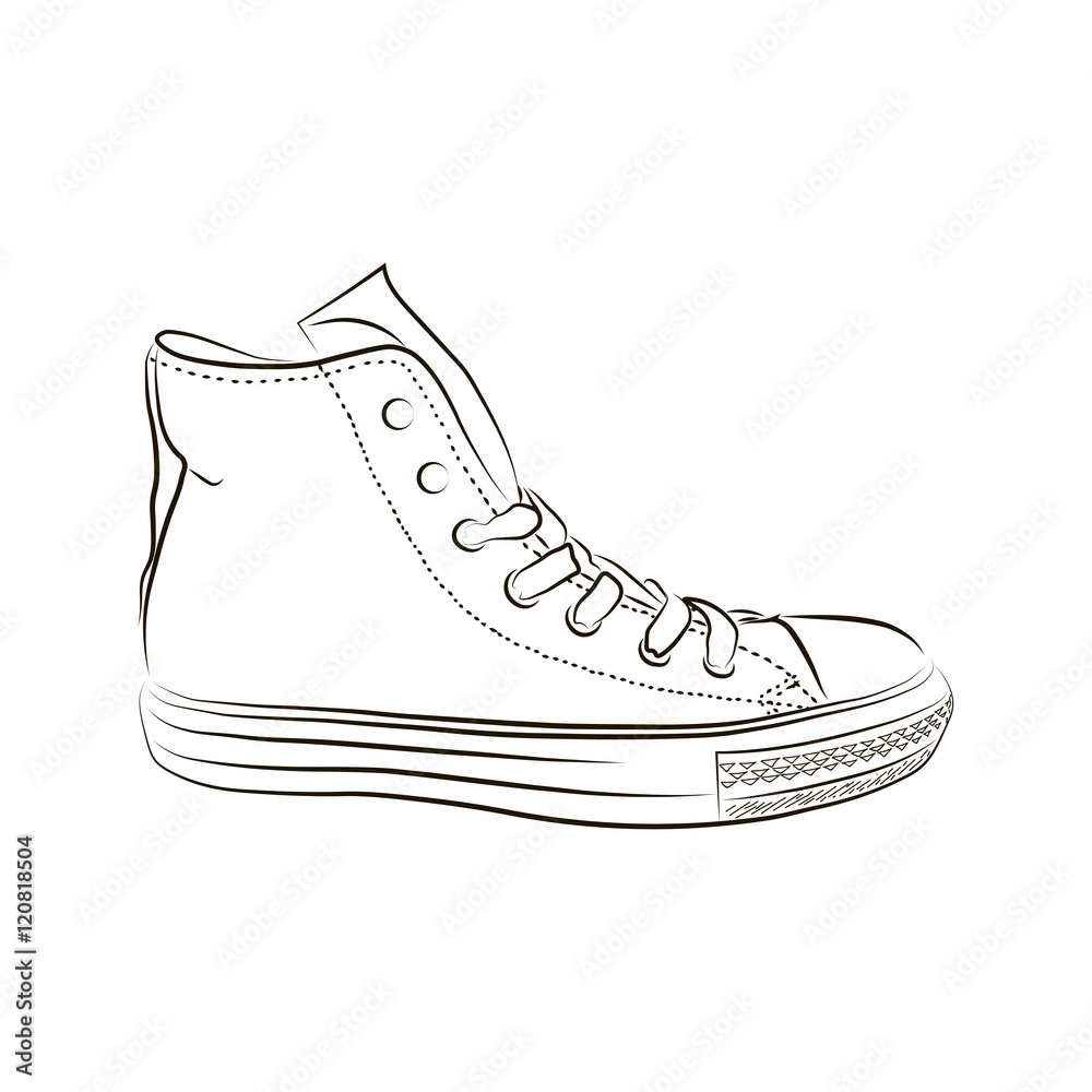 Hand drawn sneakers, gym shoes. Keds vector illustration Stock Vector ...