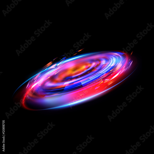  Circular lens flare. Abstract rotational galaxy. Beautiful ellipse border. Luxury shining hole. Rotational lines. Power energy element. Space for message. Abstract ring background.