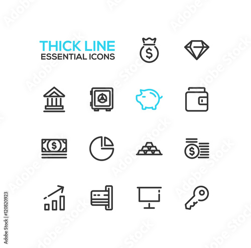 Business, Finance, Symbols - thick line design icons set