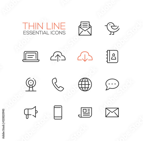 Network and Technology Symbols - thick line design icons set