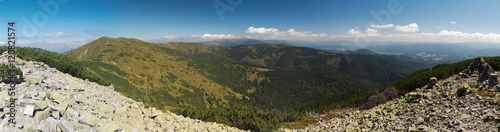 east panorama view from Prasiva with Velka Chochula in Nizke Tatry mountains in Slovakia