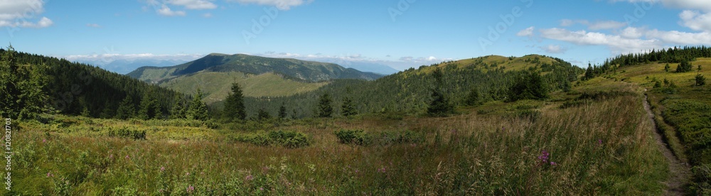 north panorama view from Homolka saddle in Nizke Tatry mountains in Slovakia