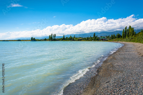 On the shore of lake Issyk-Kul  Kyrgyzstan.