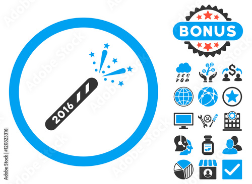 2016 Firecracker Flat Vector Icon with Bonus