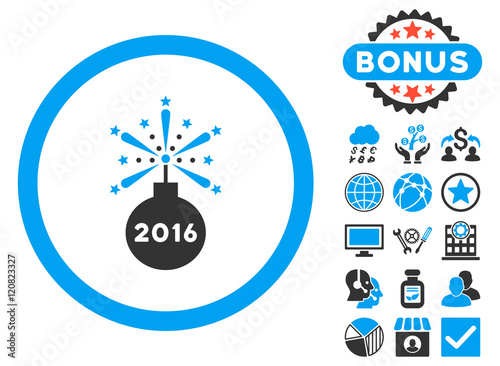 2016 Fireworks Detonator Flat Vector Icon with Bonus