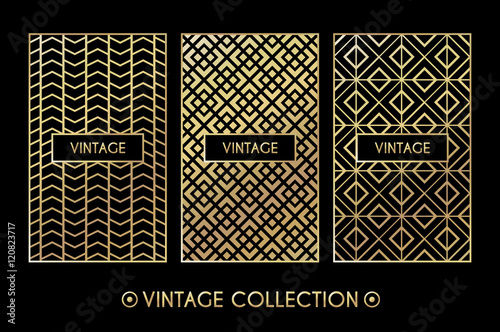 Golden vintage pattern on black background