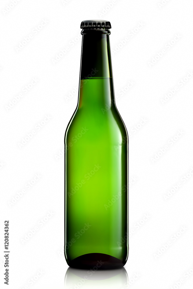 Bottle of beer or cider with clipping path isolated on white background