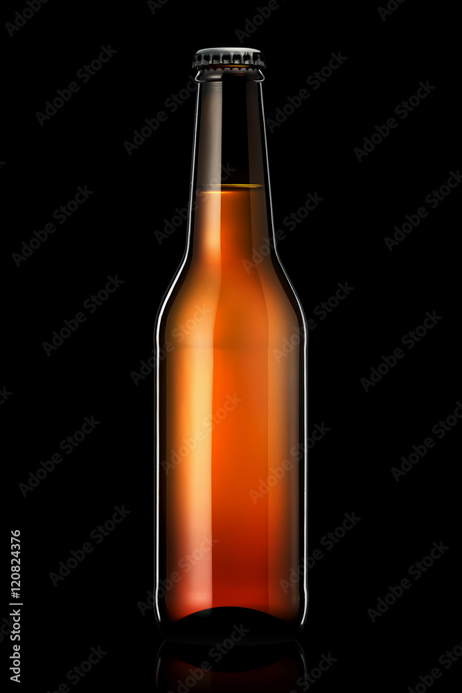 Bottle of beer or cider with clipping path isolated on black background Bottle of beer or cider with clipping path isolated on black background