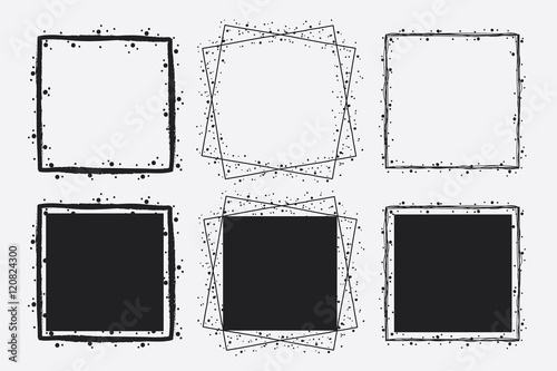 Hand drawn vector square frames for brand identity and logo design isolated on background and easy to use