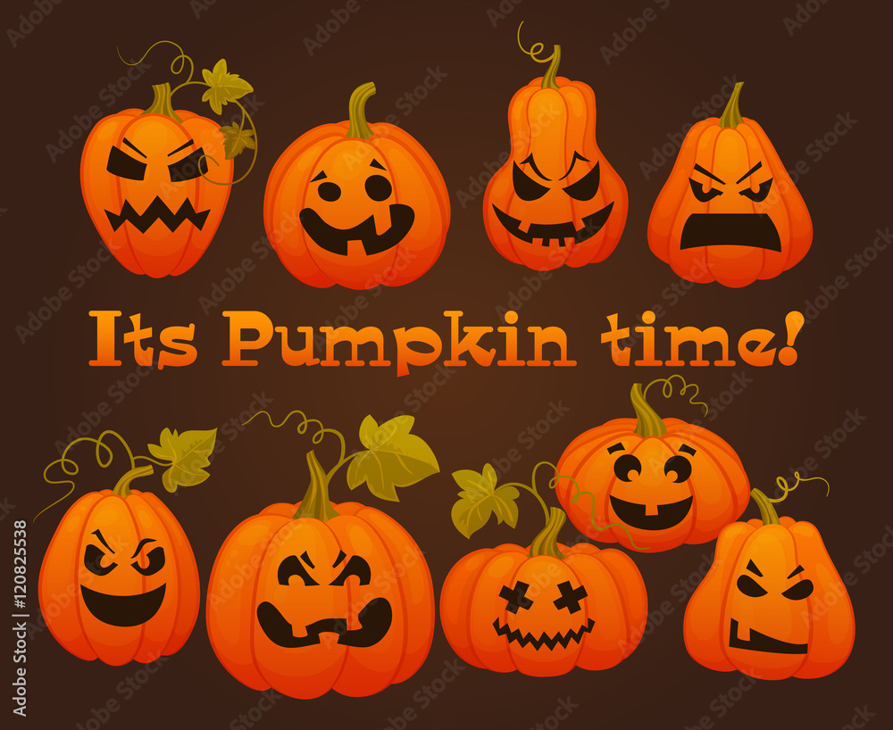 Set pumpkins for Halloween. Vector illustration Set pumpkins for Halloween. Vector illustration