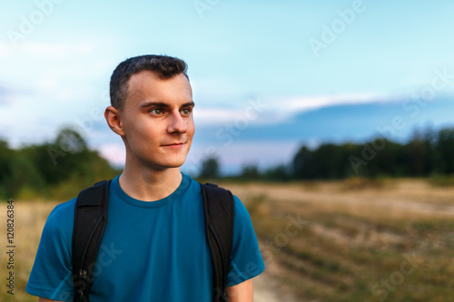 Teenager hiker in the countryside