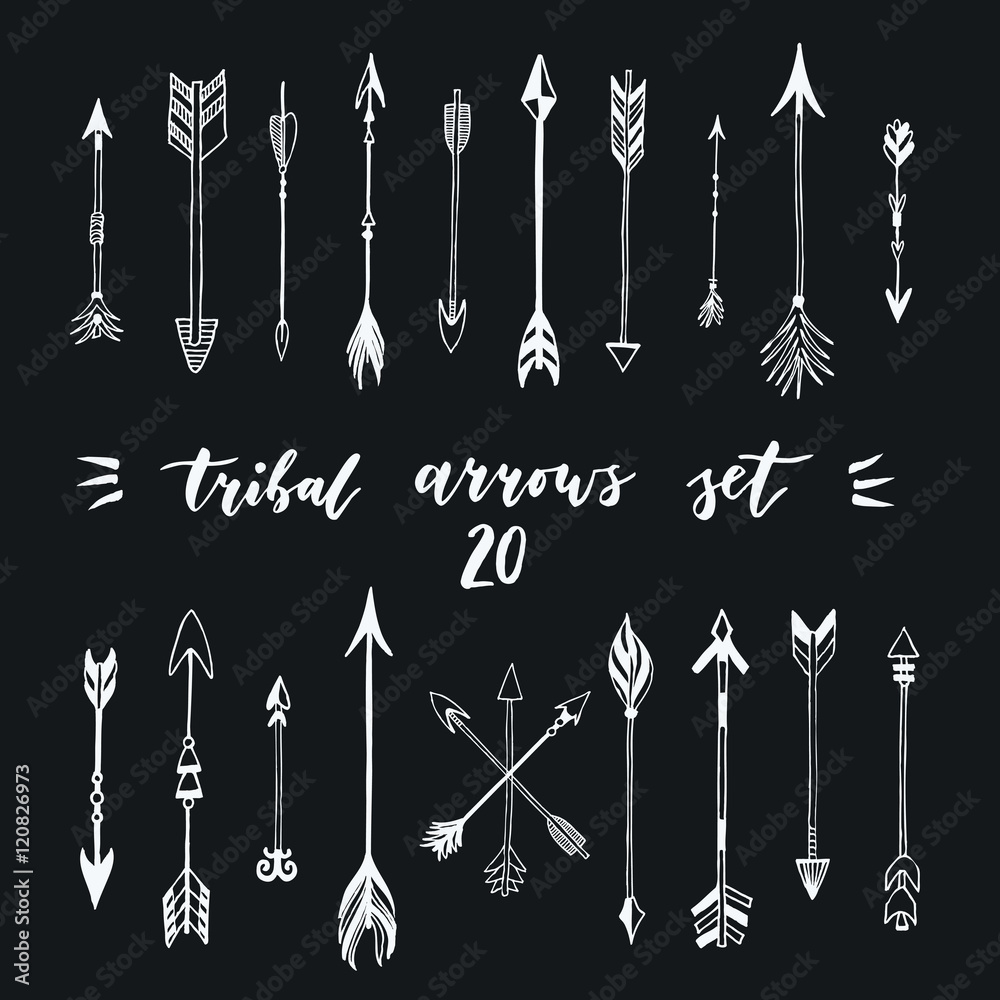 Tribal arrows set. Different native american arrows collection. Decorative vector stylized illustration of booms. Design elements for packaging, books, textile. Painted arrows, boho style. Tribal arrows set. Different native american arrows collection. Decorative vector stylized illustration of booms. Design elements for packaging, books, textile. Painted arrows, boho style.