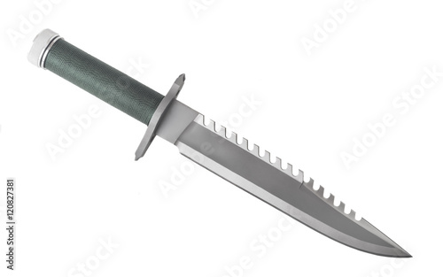 A stainless steel combat survival knife Isolated on white background