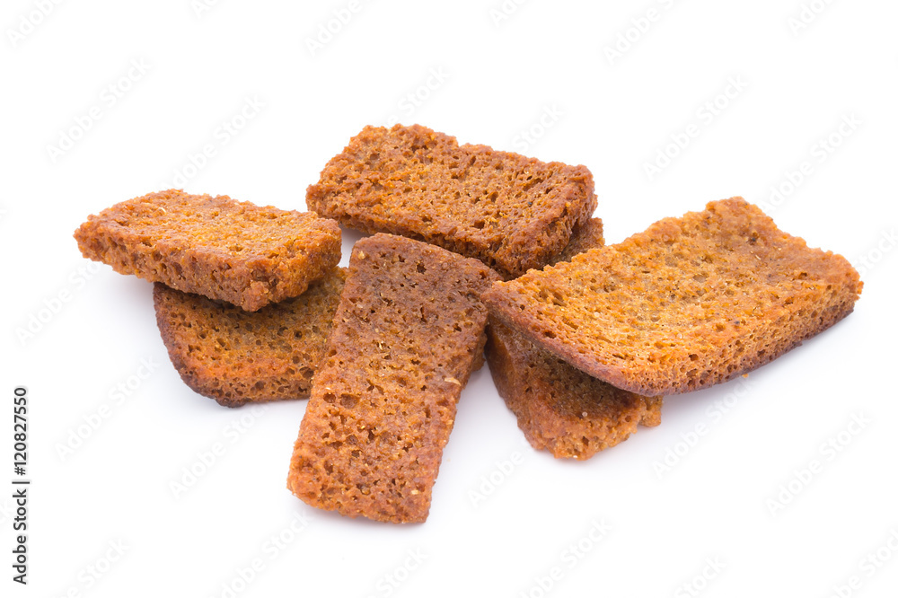 Bread croutons isolated on a white background. Bread croutons isolated on a white background.