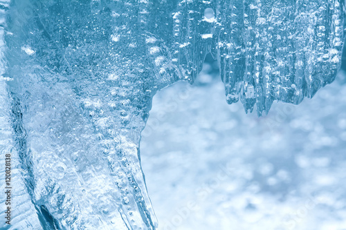 Frozen ice macro view. Icy pattern background. macro view photo