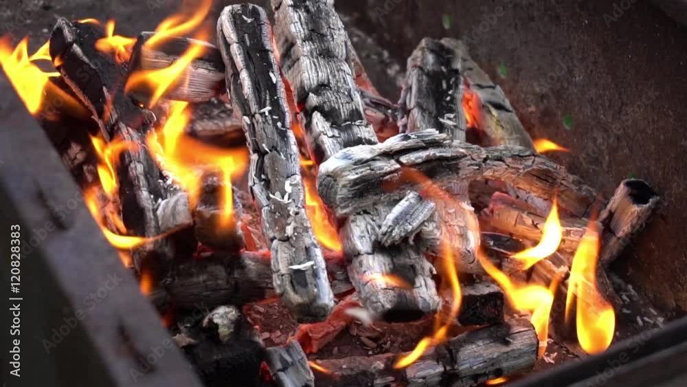 Burning flame at the metal square barbecue, closeup. Bonfire on picnic. Slow motion
Burning flame at the metal square barbecue, closeup. Bonfire on picnic. Slow motion
