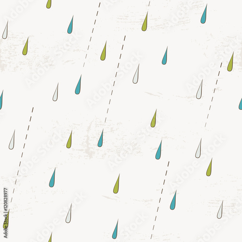 Seamless pattern with rain drops. Autumn rain background.