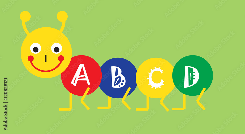 Fototapeta premium cute kids catepillar with abcd letter