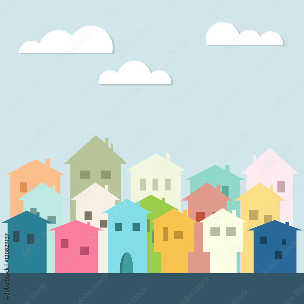 Colorful Houses. Real Estate Concept Colorful Houses. Real Estate Concept