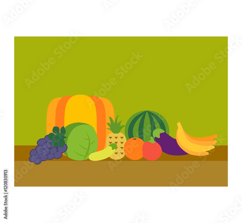 Mix of colored tropical fruits on white background. Composition of tropical a...