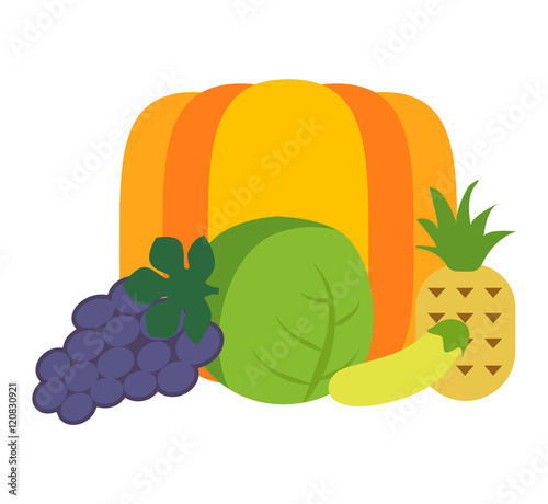 Mix of colored tropical fruits on white background. Composition of tropical a...