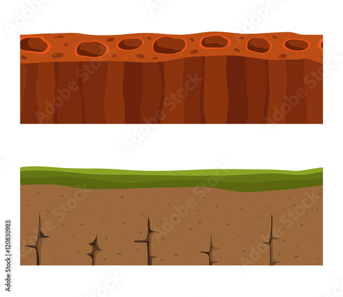 Illustration of cross section ground slice isolated on white background. Some ground slices piece nature cross outdoor. Ecology underground ground slice vector.