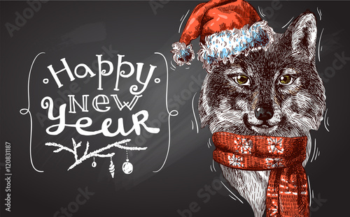  illustration  Christmas wolf photo