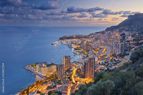 Monaco. Image of Monte Carlo, Monaco during summer sunset. © rudi1976
