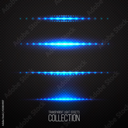 Glowing light effcets collection isolated on transparent Vector illustration .