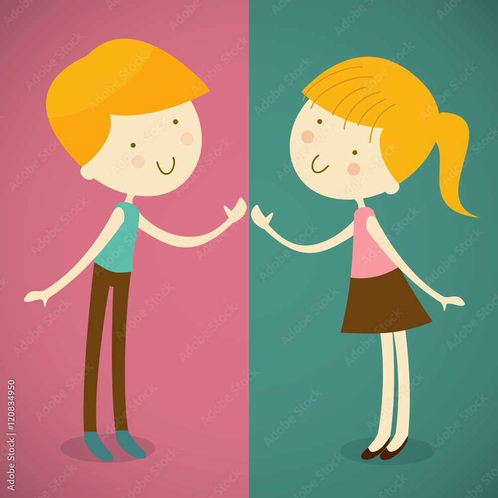 boy and girl friendship vector illustration boy and girl friendship vector illustration