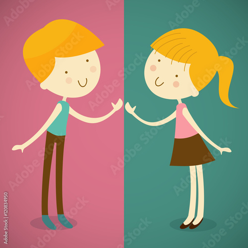 boy and girl friendship vector illustration