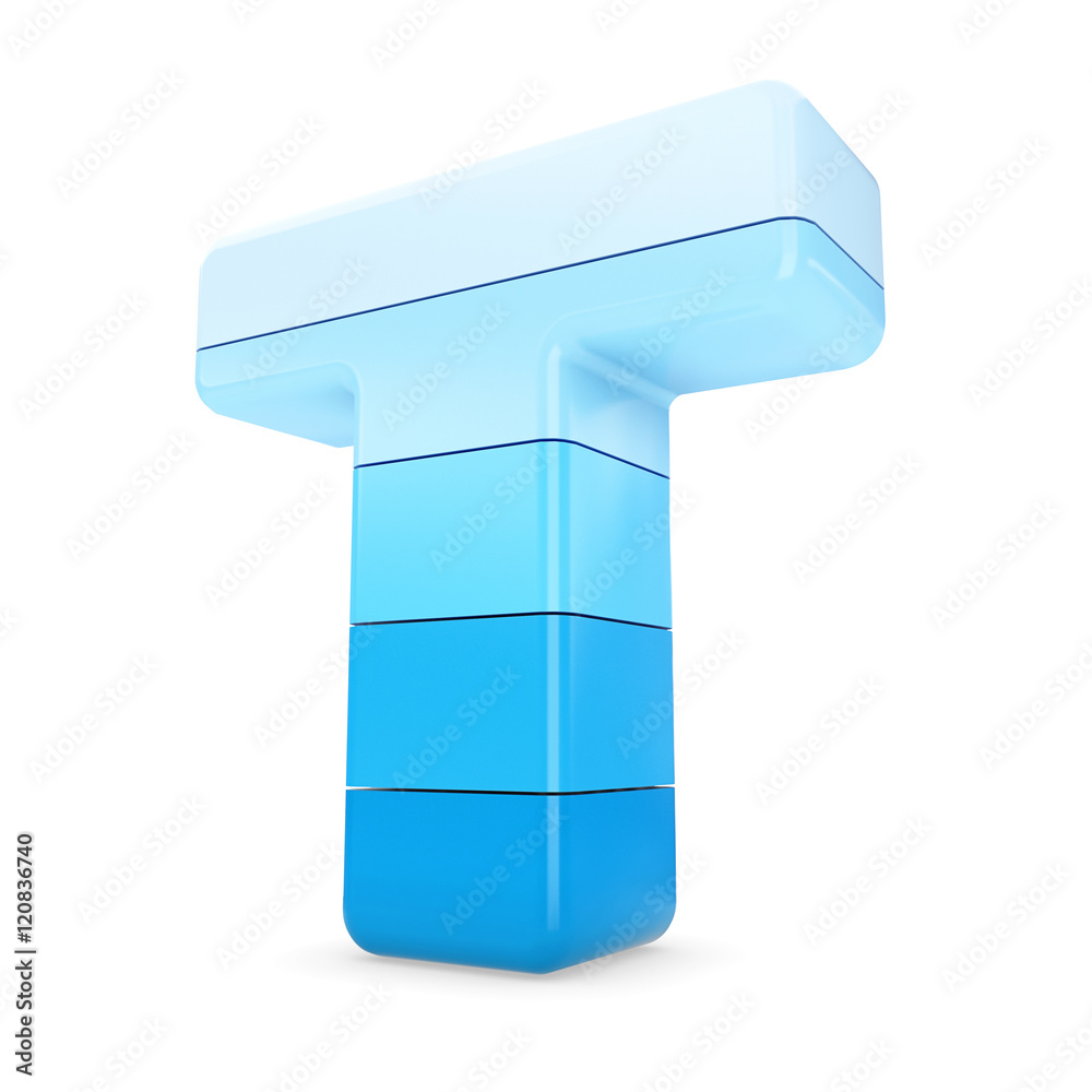 3d blue letter T isolated white background. 3d blue letter T isolated white background.