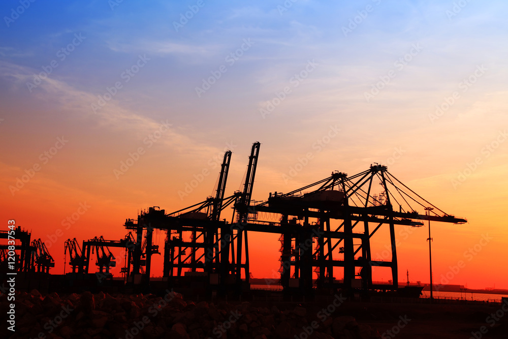 Freight dock of container crane at night Freight dock of container crane at night