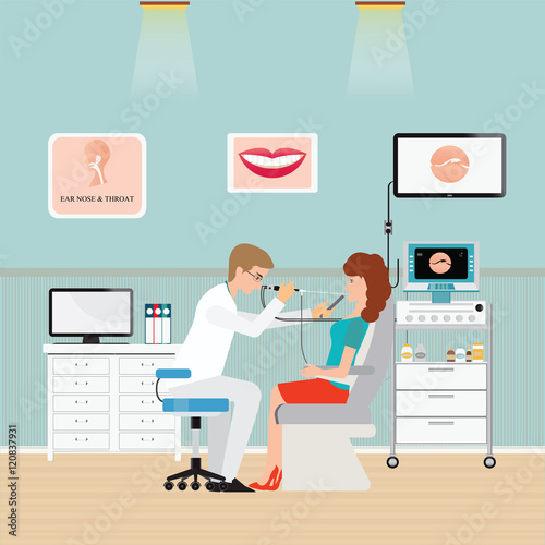 Medical otolaryngologist ear nose throat doctor for sore throat.