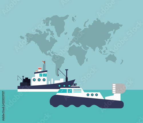flat design ship or boat emblem image vector illustration