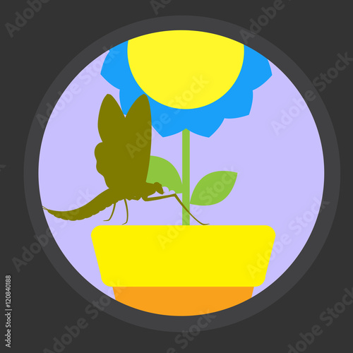 Insect on Flower Vector Illustration