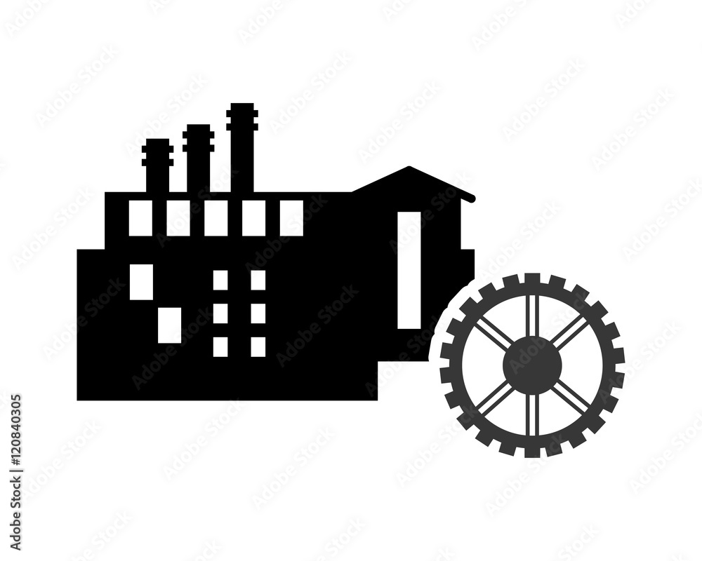 flat design factory and gear  icon vector illustration