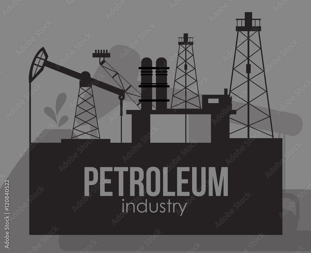 flat design petroleum oil  extraction and refinement related emblem image vector illustration