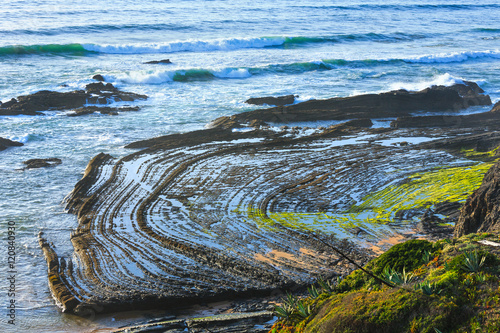 Natural amphitheater on beach (Algarve, Portugal).