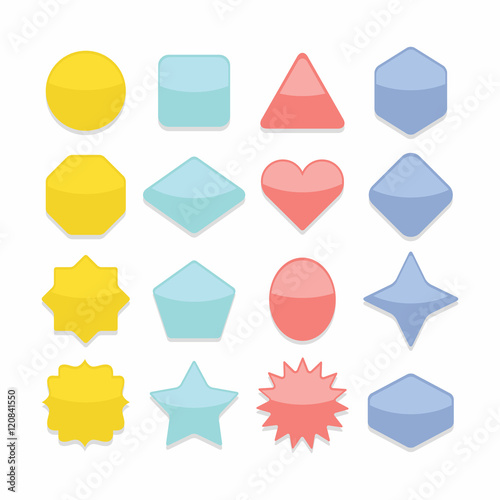 Basic colorful geometrical shape web buttons complete set on white background Free Download Basic colorful geometrical shape web buttons complete set on white background - GFXLoad