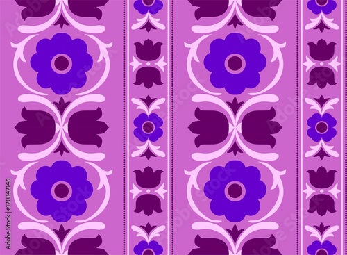 Ornament Muster Hintergrund Folklore Stoffmuster Tapetenmuster Kachel Tilde Gestaltung Homepagehintergrund 70er Jahre Druck Papiermuster Internetseitenmuster Blume Blümchen DDR lila blau