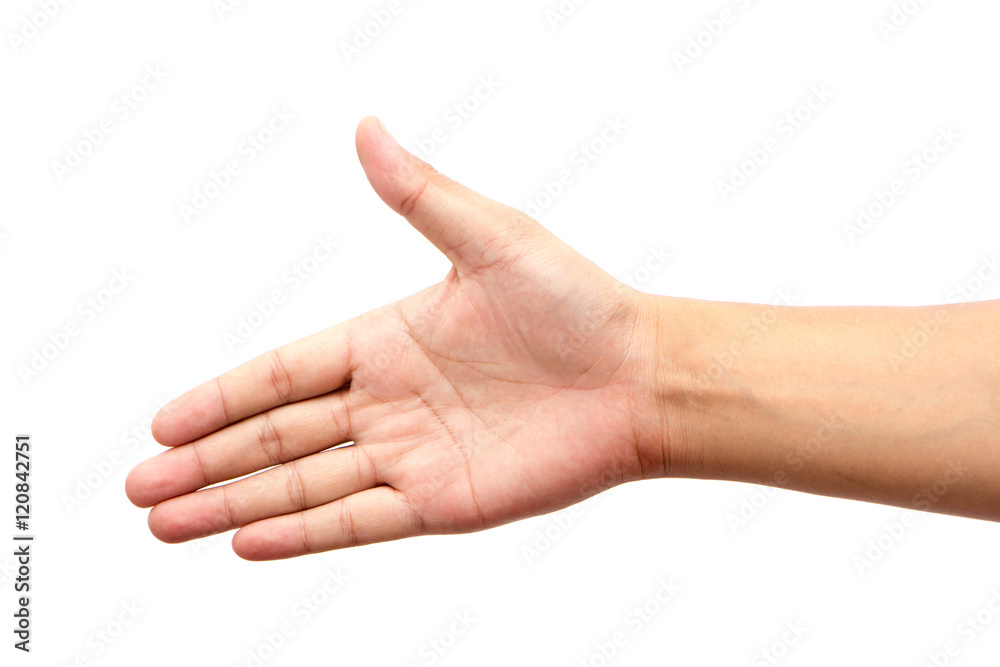 Empty man hand on white background Empty man hand on white background