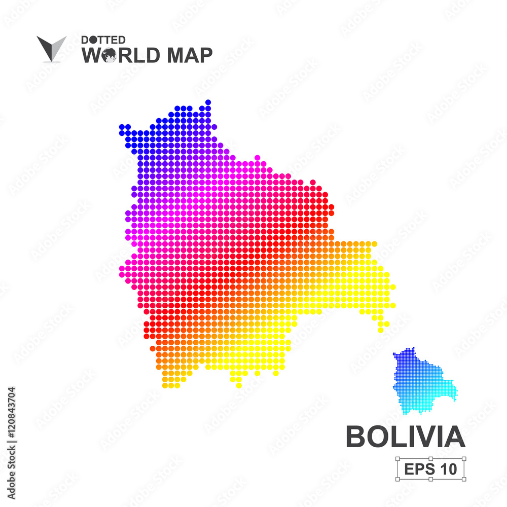 Map Of Bolivia Dotted Vector,Abstract computer graphic colorful