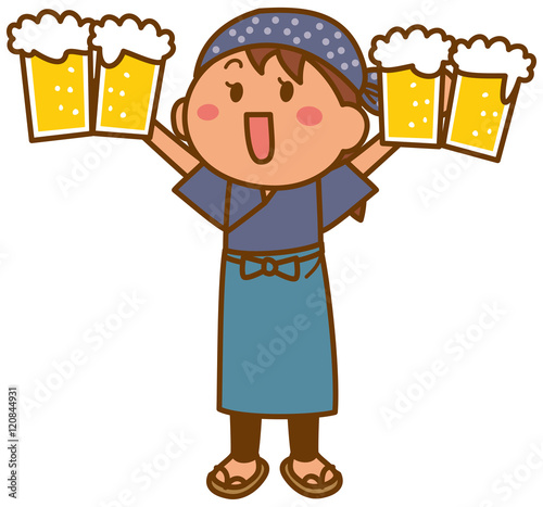 居酒屋店員のイメージイラスト（女性）