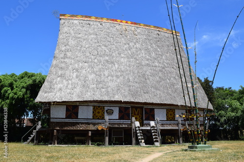 traditional Rong house in ethnic villages in highland Vietnam photo