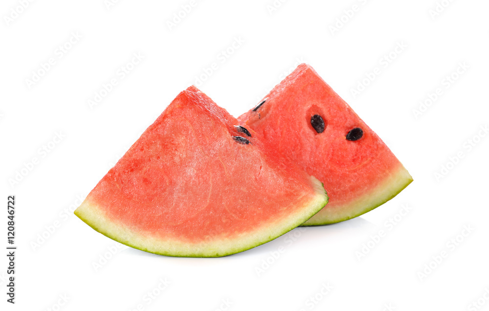 sliced watermelon with seed on white background sliced watermelon with seed on white background